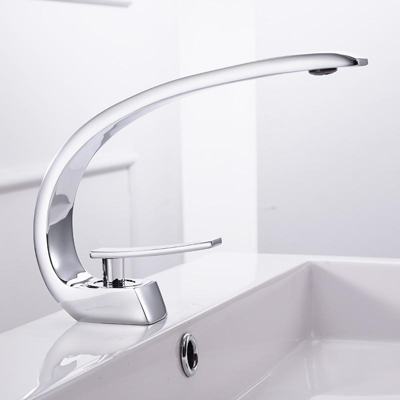 Modern Crane Design Single Handle Basin Faucet