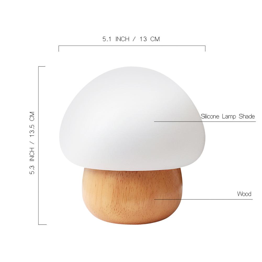 Wooden Base Mushroom Lamp