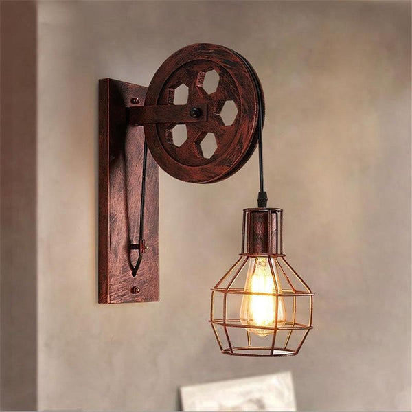 Industrial Vintage Pulley Wall Mounted Lamp