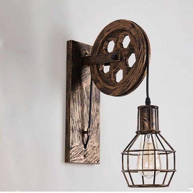 Industrial Vintage Pulley Wall Mounted Lamp
