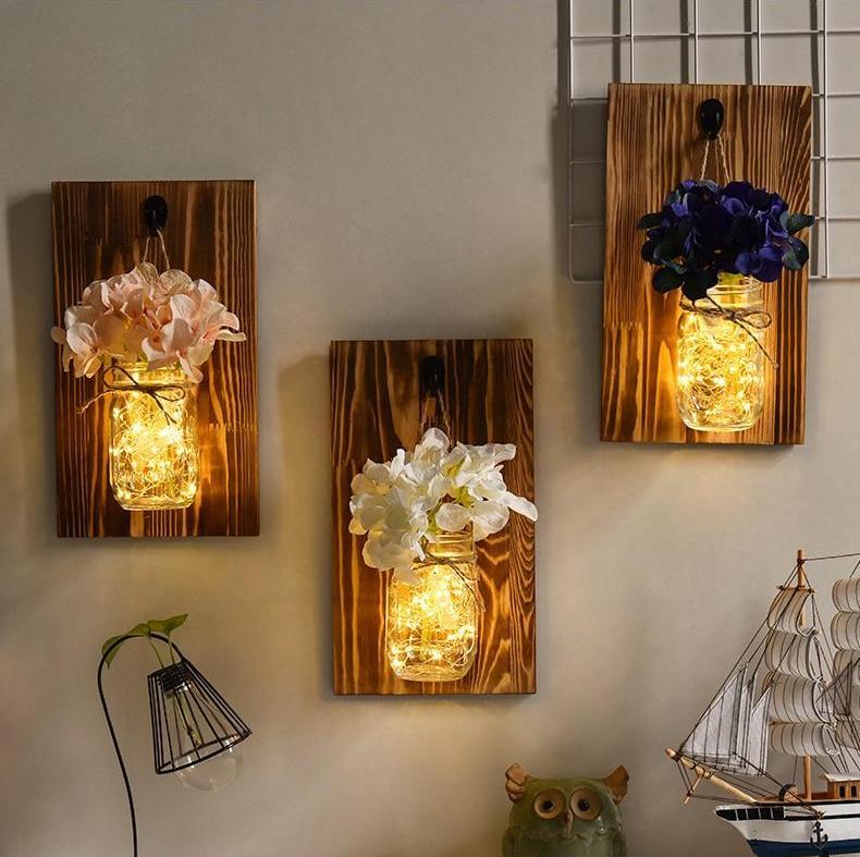 Wall Mounted Fairy Light Mason Jar