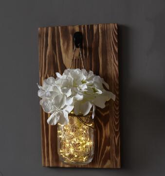 Wall Mounted Fairy Light Mason Jar