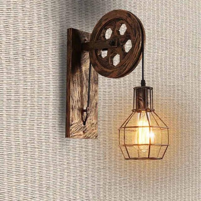 Industrial Vintage Pulley Wall Mounted Lamp