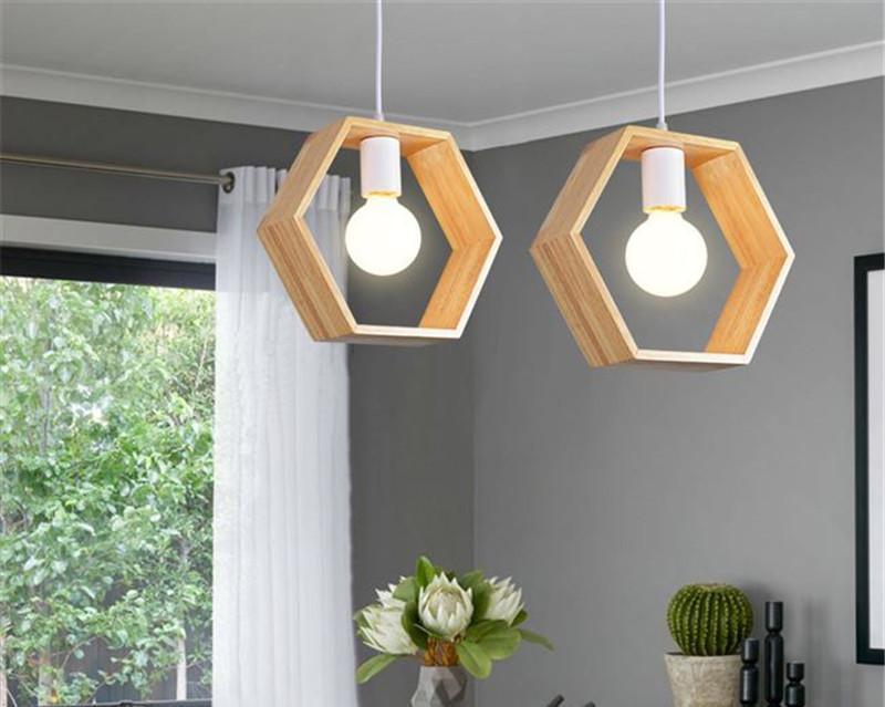 Geometric Hanging Wooden Lights