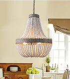 Vintage Wooden Beaded Round Chandelier