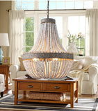 Vintage Wooden Beaded Round Chandelier