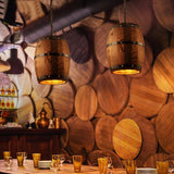 Hanging Wooden Wine Barrel Light