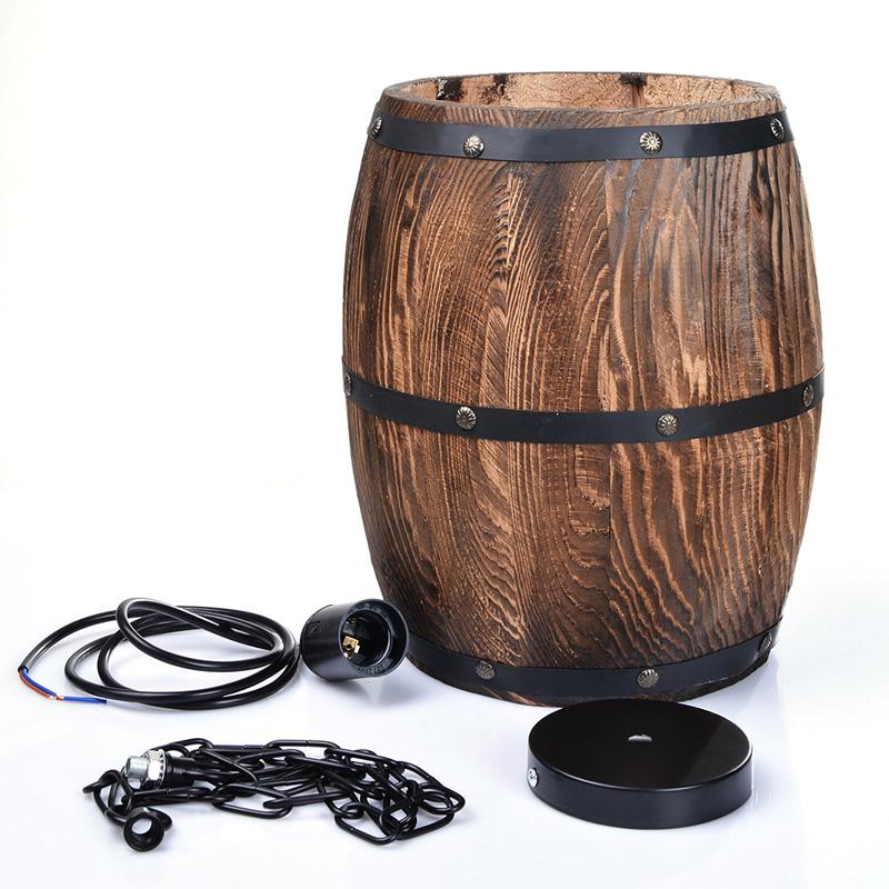 Hanging Wooden Wine Barrel Light