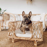 Hand-Woven Rattan Pet Sofa Bed